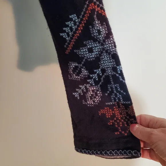 Johnny Was Biya cotton/wool blend black embroidered hooded cardigan sweater. S. - Picture 7 of 14